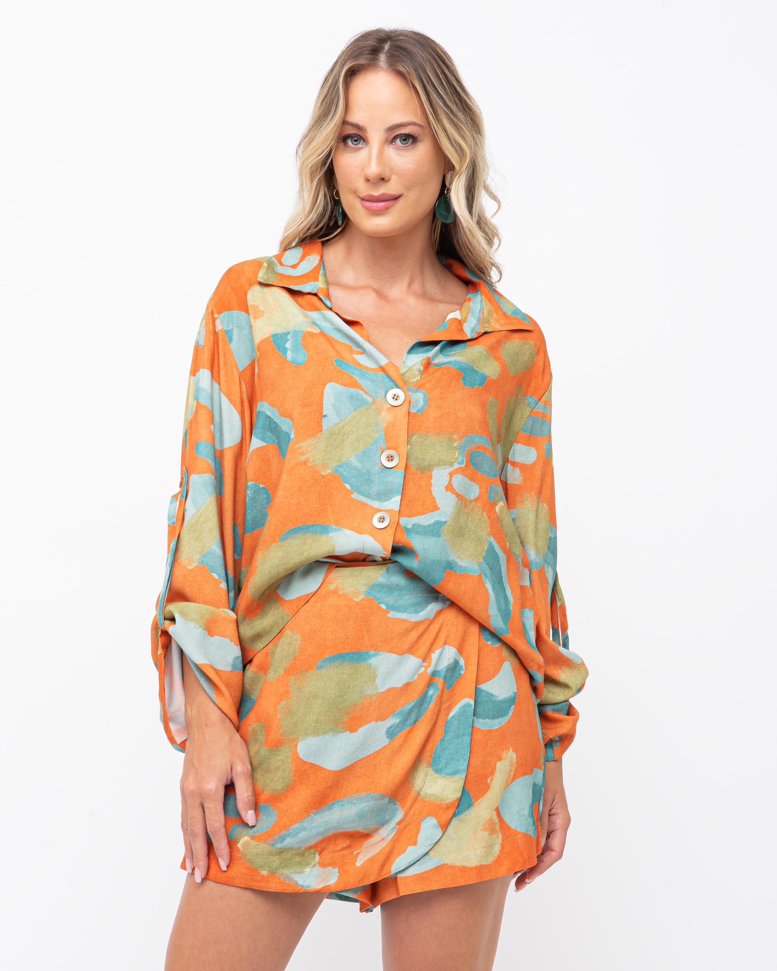 Shorts Saia Viscose Estampa Animal