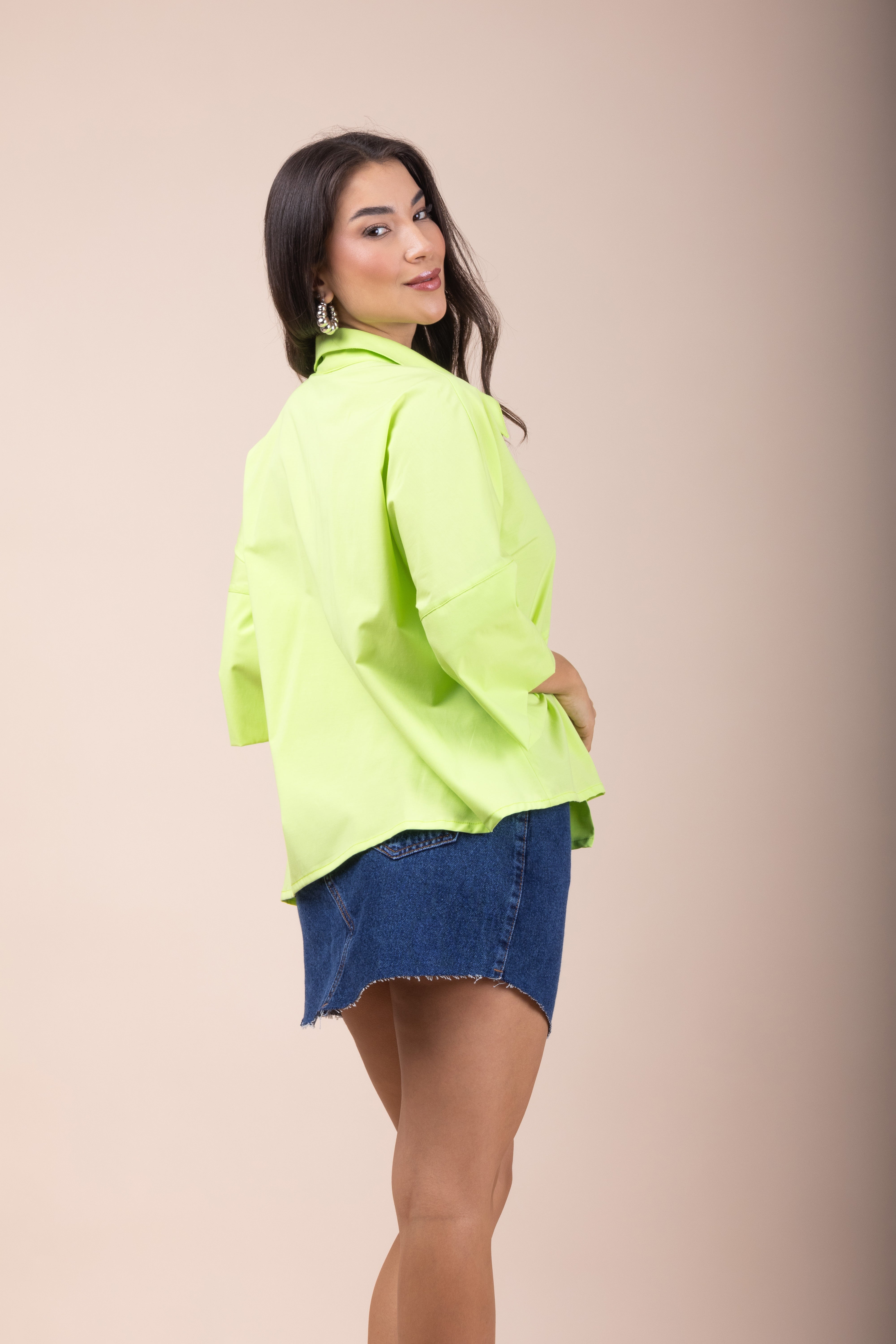 Camisa Bata Manga 3/4