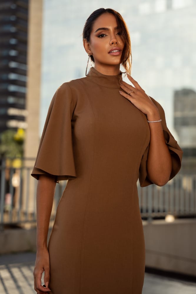 Vestido Longuete Manga Evasê Giulia Chocolatte