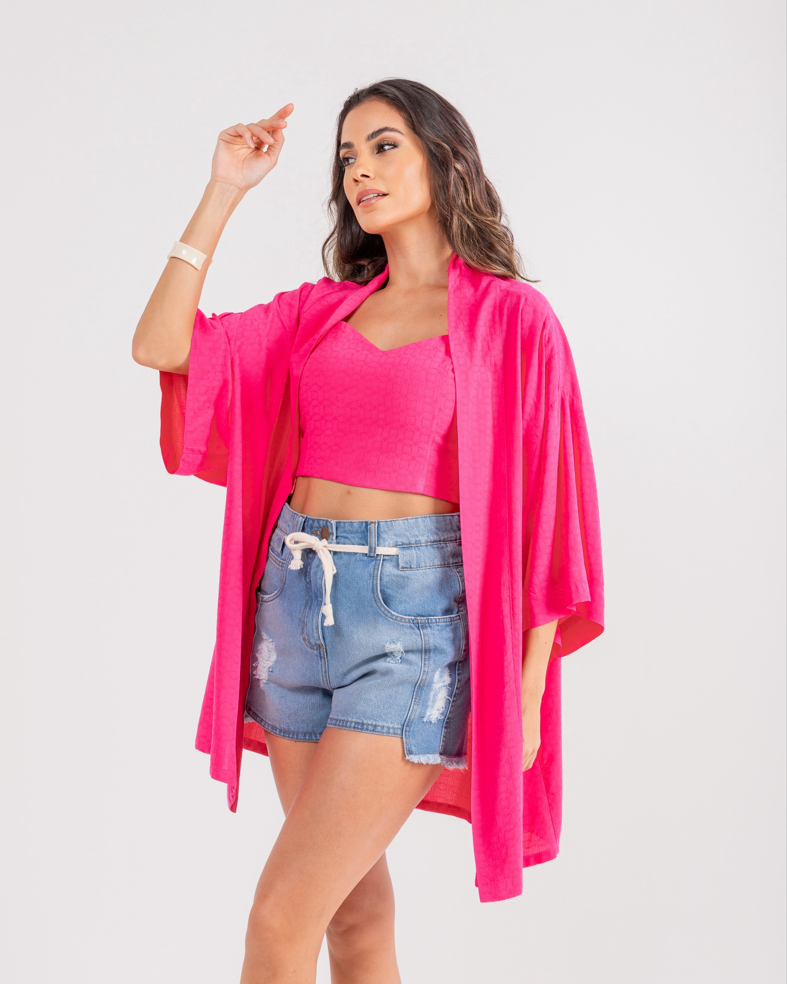 Conjunto Cropped com Kimono