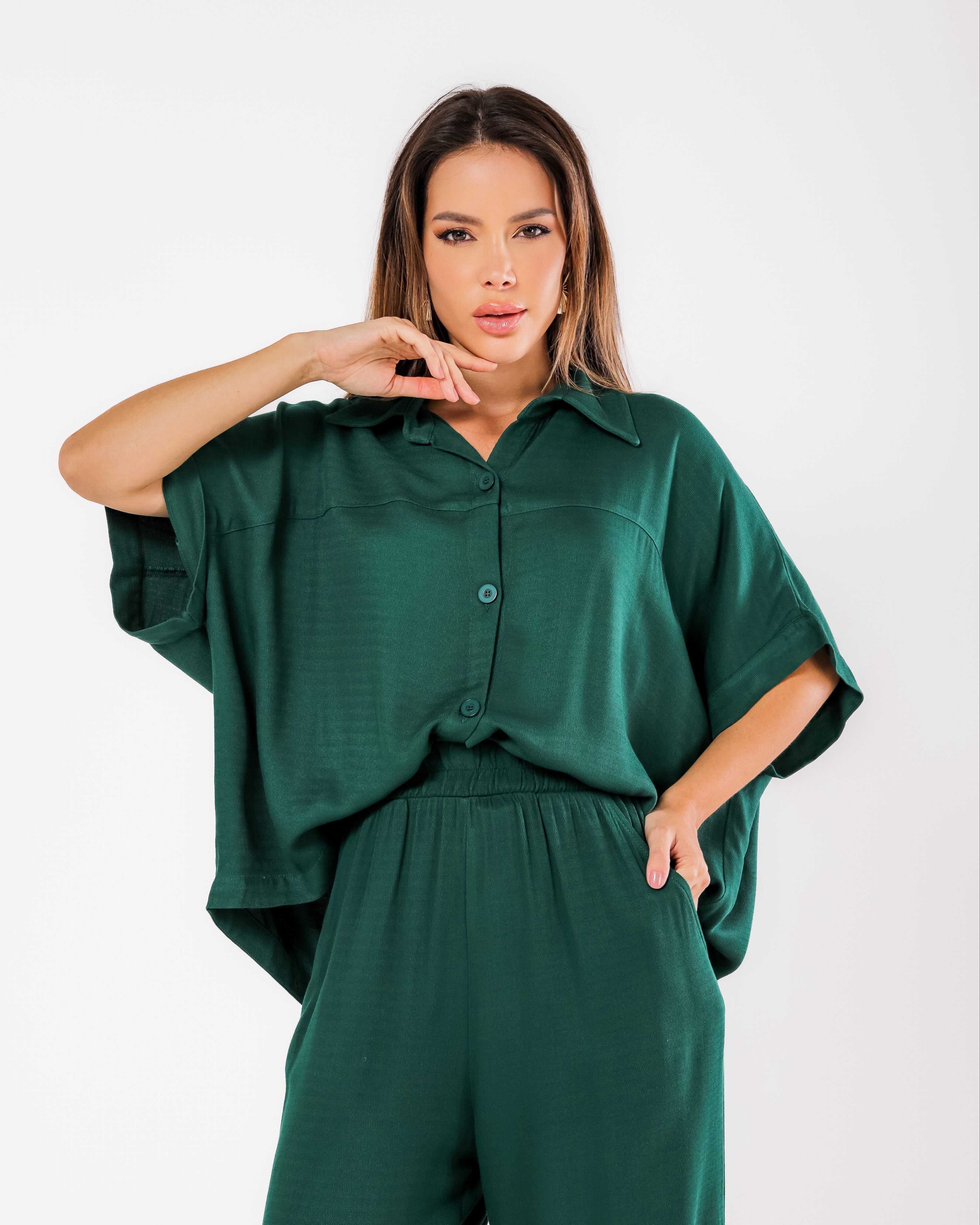 Camisa em viscose maquinetada