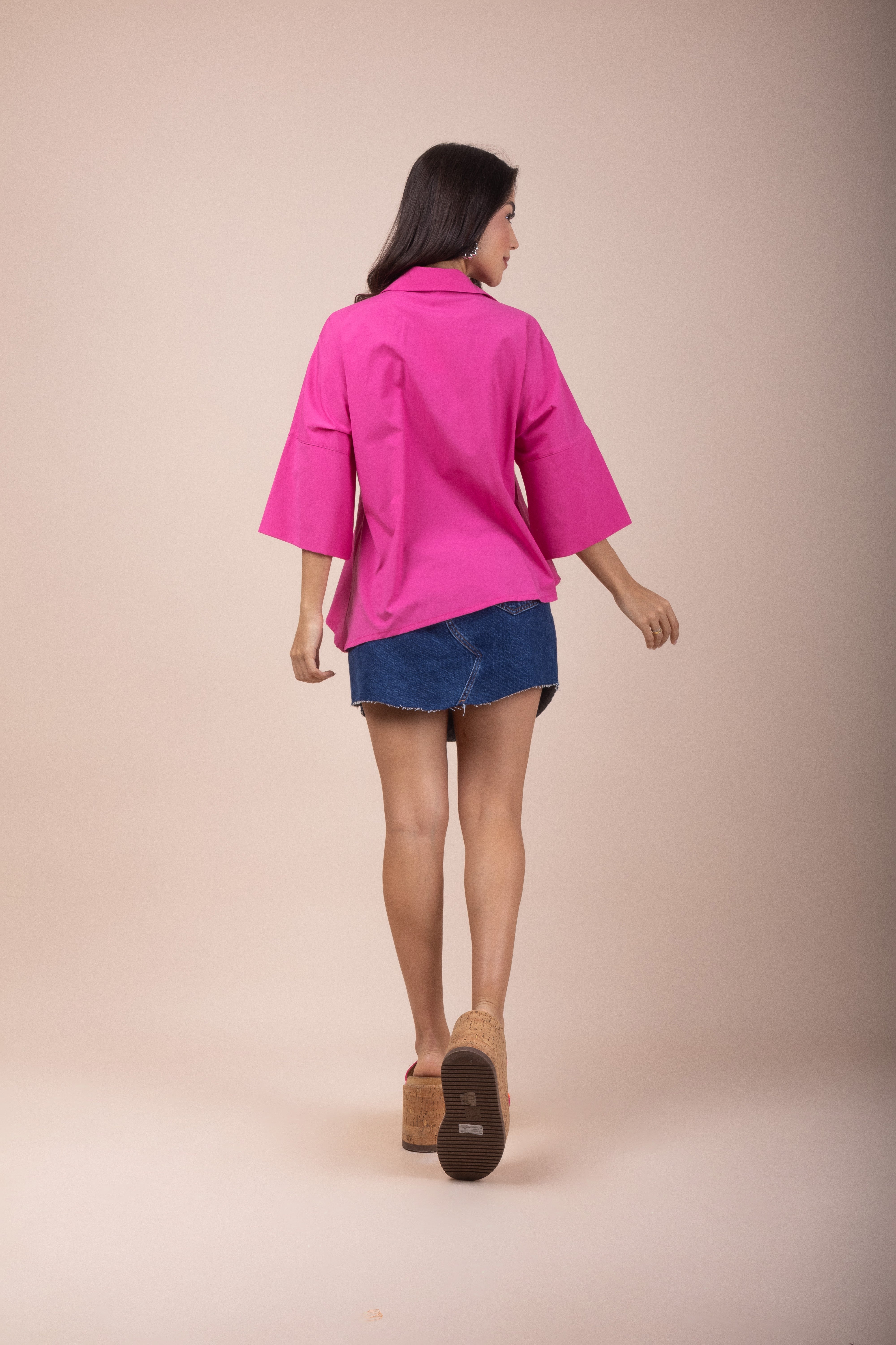 Camisa Bata Manga 3/4