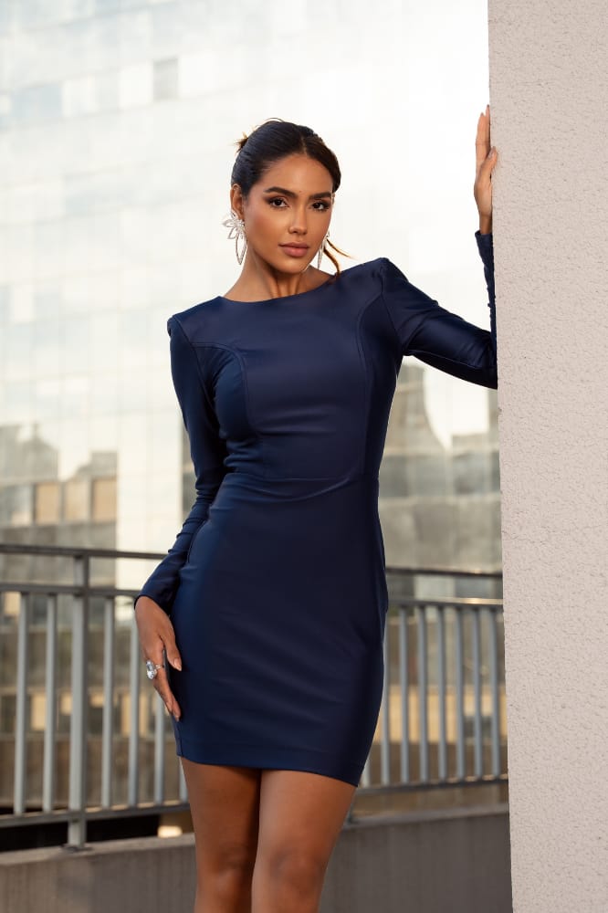 Vestido Curto Decote Costas Willow Blueberry