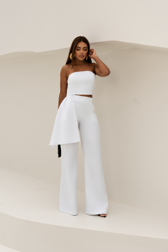 Conjunto Top Strapless Fluido Calça Flare Renata